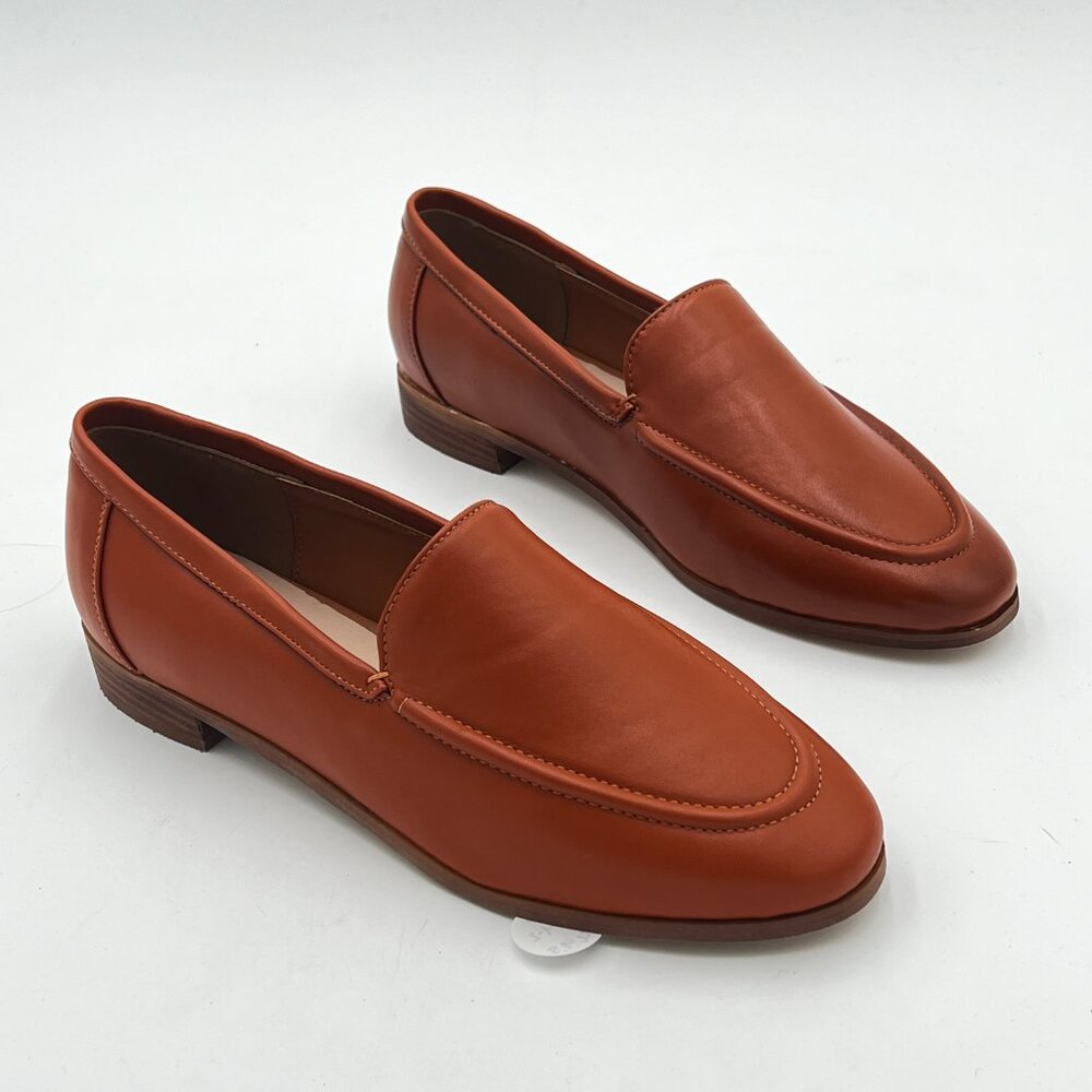 FOWT Brown Closed Almond Toe Penny Loafers Stylish Slip on Flat Date Office Shoe